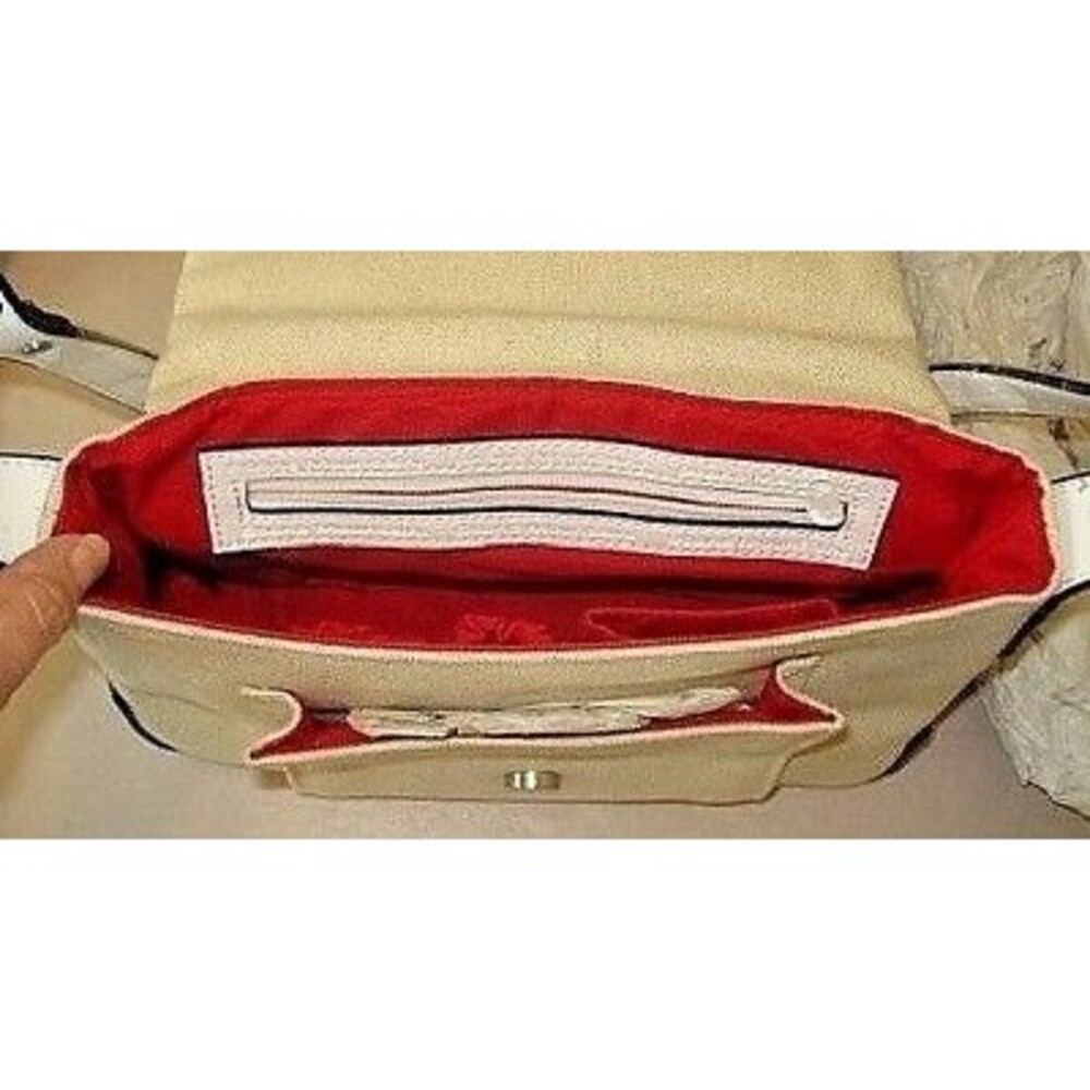 Stone Mountain Shoulder Bag Cream Canvas Leather Trim Purse Handbag NWOT - Picture 8 of 10